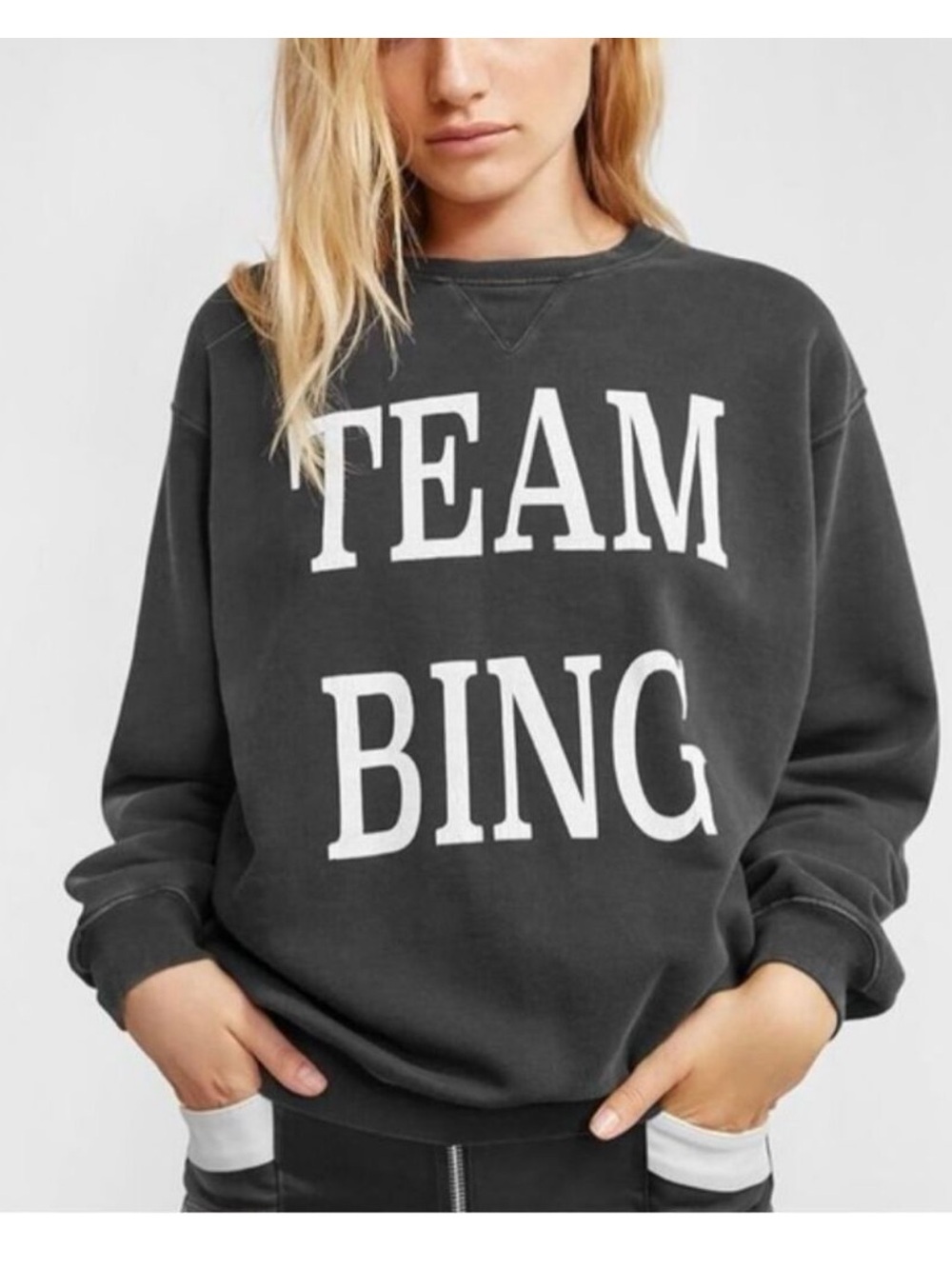 Anine Bing Team Bing Sweatshirt in Washed Black NWT